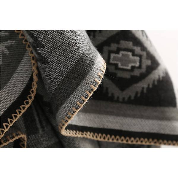 Vintertørklæde Wraps Poncho Kappe - Kvinders Varmt Åbent Foran Trykt Vendbar Overdimensioneret Tæppe gray