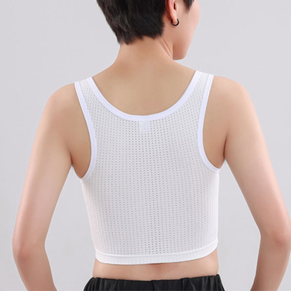 Kvindes Brystbinder Stærk Elastisk Bånd Tanktop Shapewear Åndbar Toppe Til Tomboy Trans Lesbisk White
