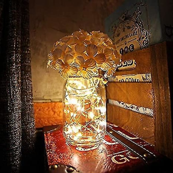 Mason Jar Lampe Vintage LED Lysstreng Vægslampe Kunstig Blomst
