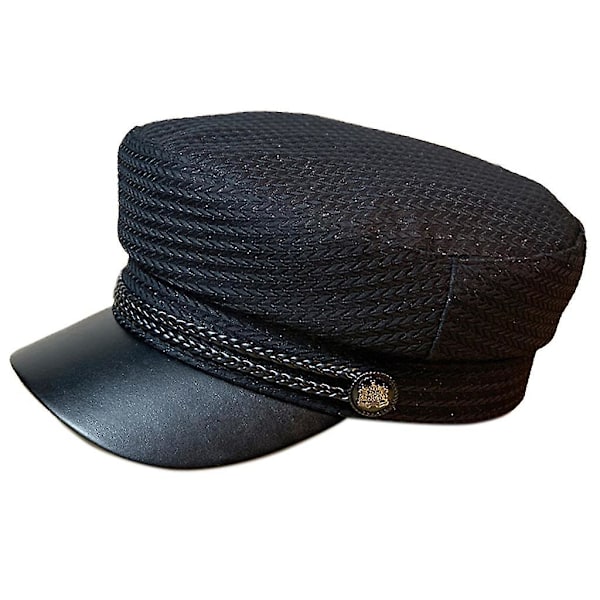 Dame Fiddler Cap Malerhatt Toppet Cap Navy Hat Utendørs Sport Kaldt Vær Black