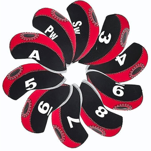 10 st Golfjärnshuvudskydd 3-9 A/SW/PW Neoprenfodral