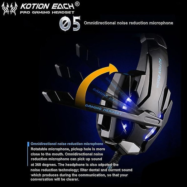 EACH G9000 3.5mm Spelheadset Mikrofon USB PS4
