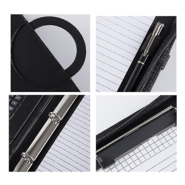 Business A4 lædermappe lynlåstaske Multifunktionel bærbar dokumentmappe grey