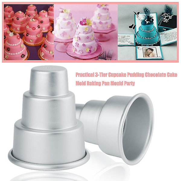 Praktisk 3-lags Cupcake Pudding Chokolade Kageform