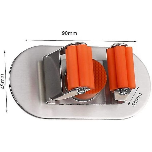 2 stk Selvklebende 3m Rustfritt Stål Multifunksjonell Mopp- og Kosterholder For Mopp / Koster /