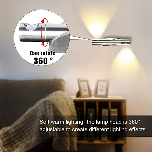 6W LED-spotlight Vägglampa Inomhus Modern Upp & Ner 360 Grader Roterbar Aluminium Vägglampa Justerbar För Sovrum Vardagsrum Kontor Trapp