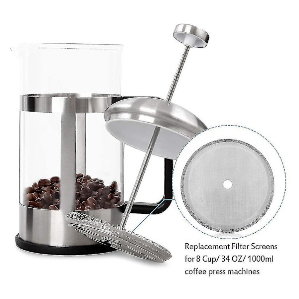 Praktiska 5-pack franska pressfilter i rostfritt stål 350 ml/800 ml/1000 ml A-yuhao 800ml