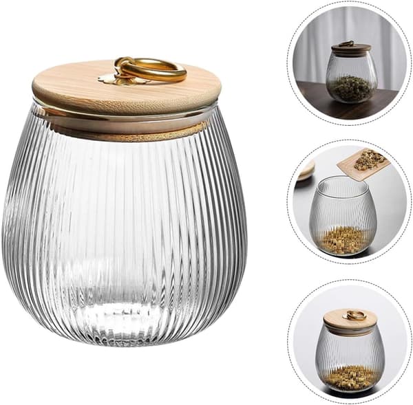 Förvaringsburk Förseglad Glas Te Förvaringsburk 950ml Bambu och Glas Material