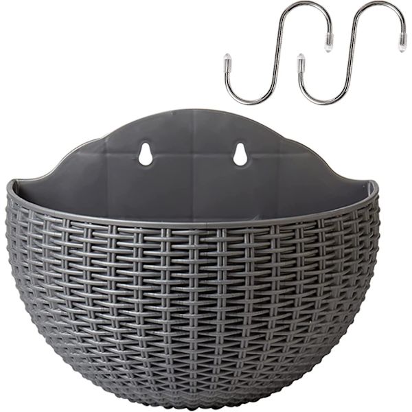 Set med 3 vägghängande blomkrukor för hem, trädgård, veranda, balkong, hem, kontor, väggdekoration, silvergrå