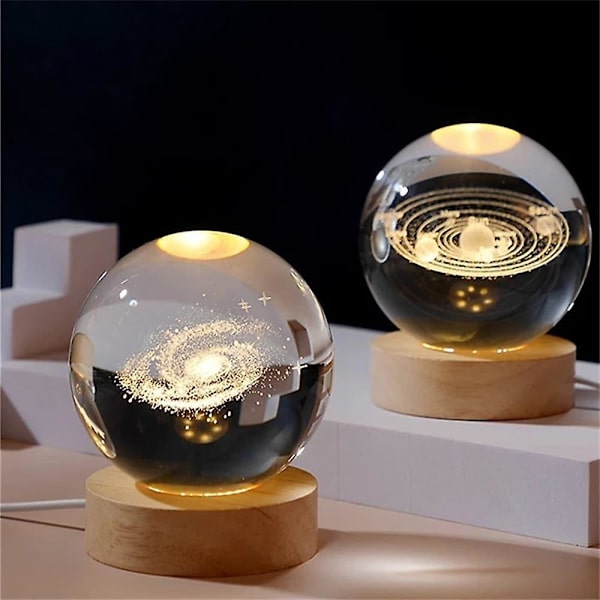 Glødende Planetarisk Galaxy Krystal Kugle Natlys USB Sengelampe