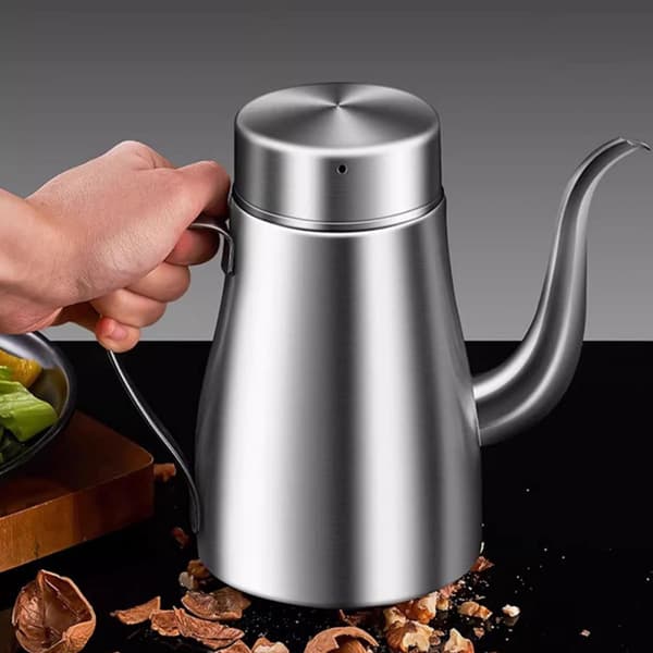 18 oz oliedispenserflaske i rustfrit stål med drypfri hældning Multifunktionel køkkenoliebeholder