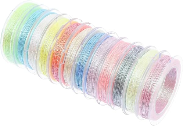 Lysande sytråd multifunktionell broderitråd 3-trådig 12 färger DIY polyesterfloss