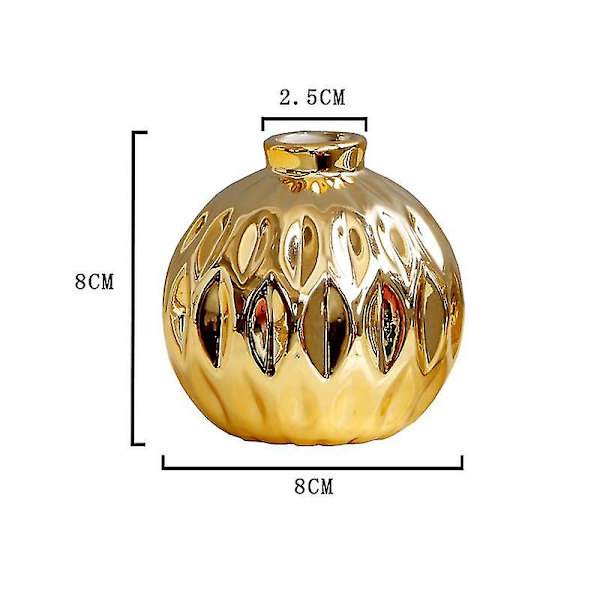Keramisk Lille Vase Lille Blomst Præget Fisk Læbe Mønster Håndværk Hjem Dekorationer (guld)