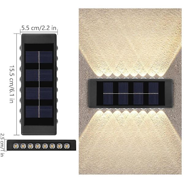 2-pack Solcellslampa för Utomhusvägg Vattentät 16 LED Veranda
