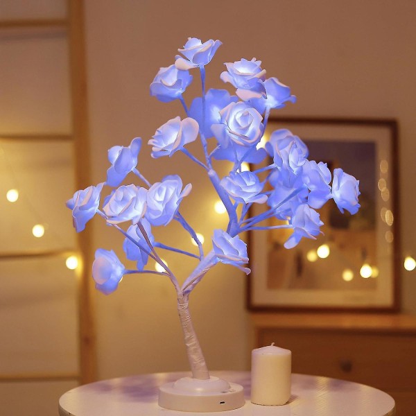 Valentinsdag bordplate Bonsai Rose Tree Light Fjernkontroll