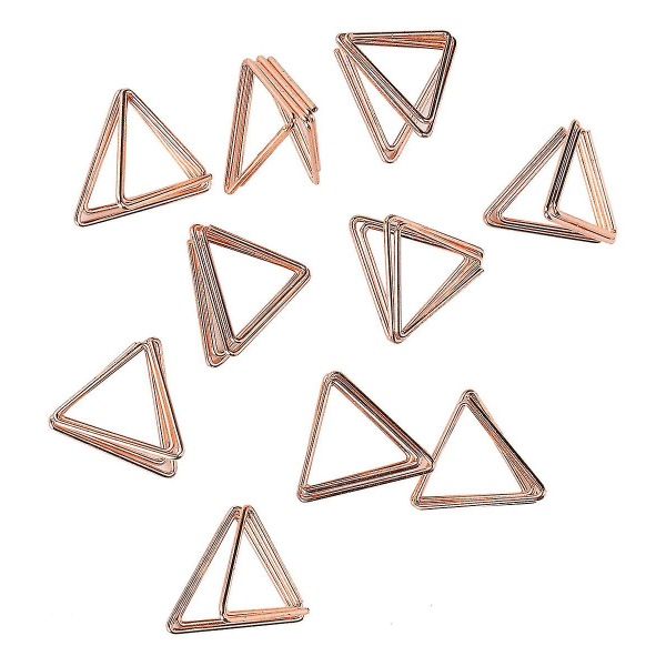 Business Card Holder, Dimensional Paperclip Double-layered Love Shaped Triangle Business Card Holder Sticky Note Holder (rose Gold) (20pcs)