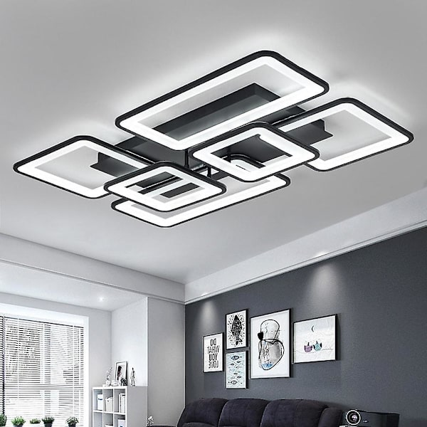 90cm LED Loftlampe 120w Moderne 6-kvadratisk Akryl Sort