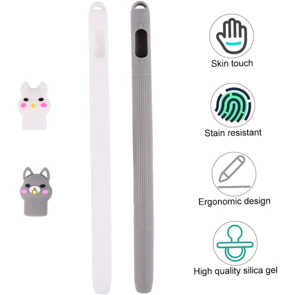 2 stk. Beskyttelsesetui til Pencil Pencil Case Pencil Enclosure Stylus Pencil Case Hvid