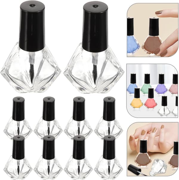 10 st 7 ml tomma nagellacksflaskor med borste påfyllningsbara små glasbehållare bärbar nagellacksförvaring