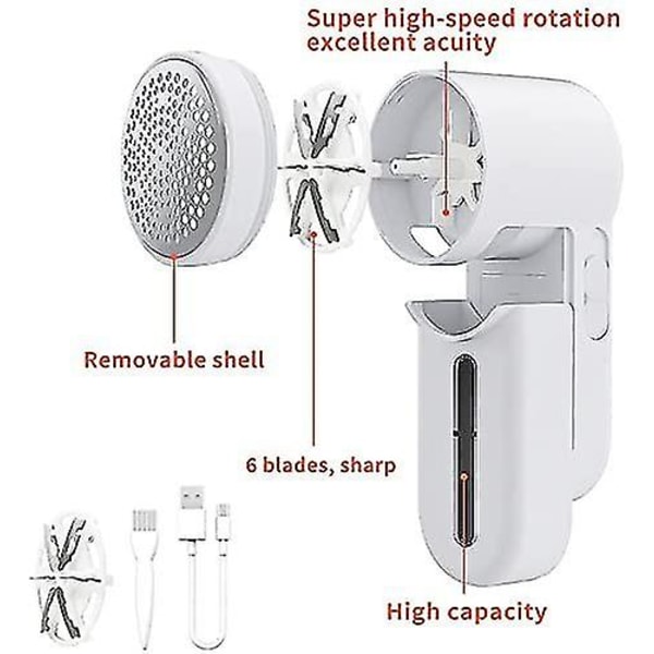 Elektrisk bærbar stofbarbermaskine og fnugfjerner Dobbelt beskyttelse til dit tøj, boblefjerner barbermaskine Fnugshaver med usb-opladningsledning