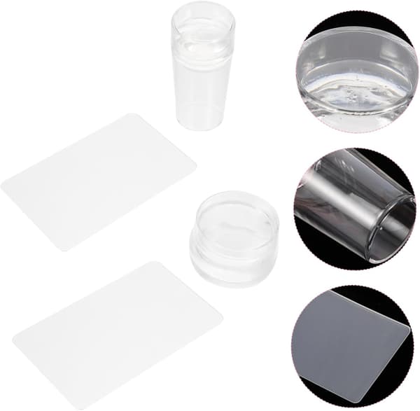 2 sæt silikonestempel til neglekunststempler inklusive neglestempel og skraber til manicurekunst og tilbehør