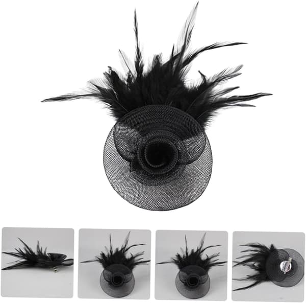 Fjær Hodeplagg for Kvinner Brud Fascinator Hatt Teselskap Hodeplagg Svart Lett Materiale