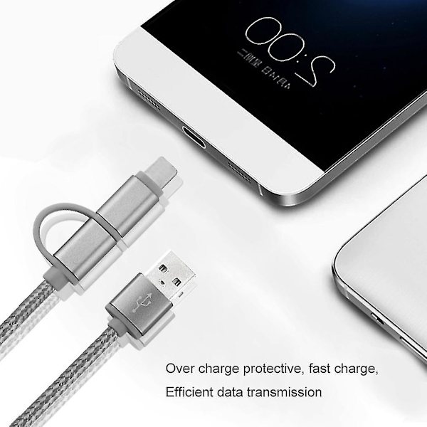 2-i-1 Lang Micro USB-kabel for iPhone-lading