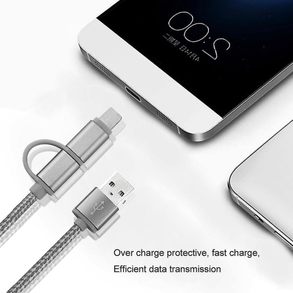 2-i-1 Lang Micro USB Kabel til iPhone Opladning