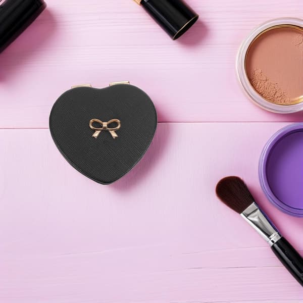 Sammenfoldeligt hjerteformet makeup-spejl bærbart dobbeltsidet mini kompakt spejl