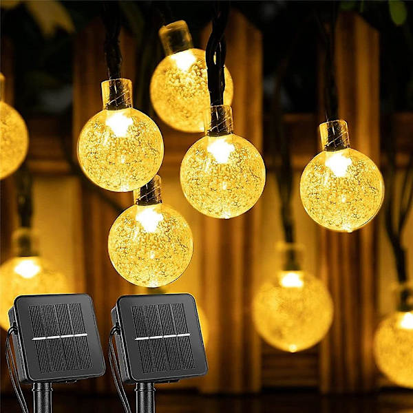 100 LED Solcellelysstreng 8 Moduser 12m Vanntett