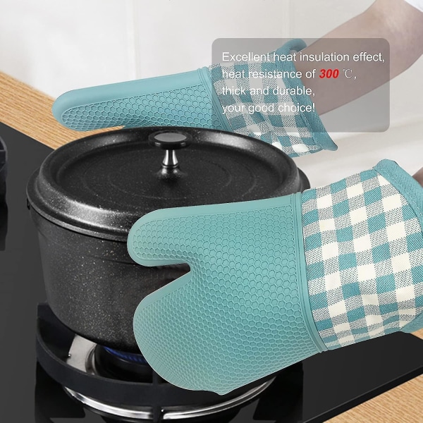 Køkkenhandsker Ovnhandsker Skridsikre Varmebestandige Mikrobølgehandsker Silikone Bomuld 300c Modstandsdygtig