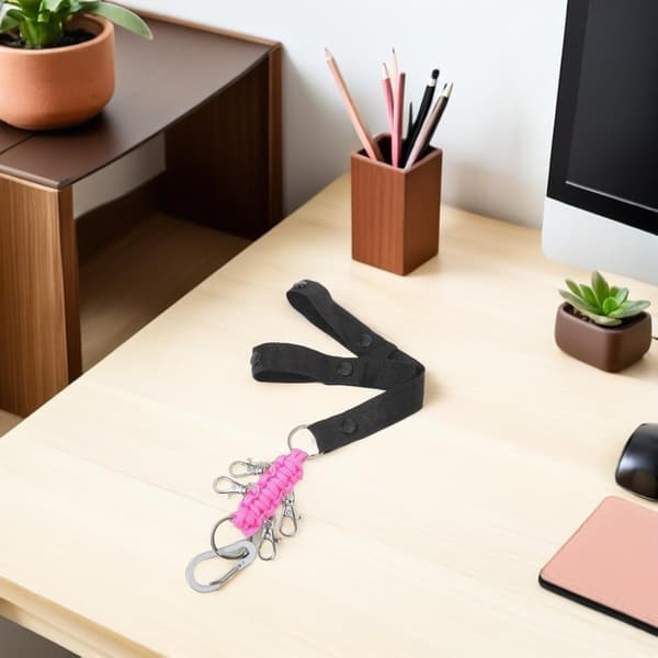 Cheerleader Pom Pom Holder Stropp med Trykknapp, Rosa og Svart Solid Pompom Holder