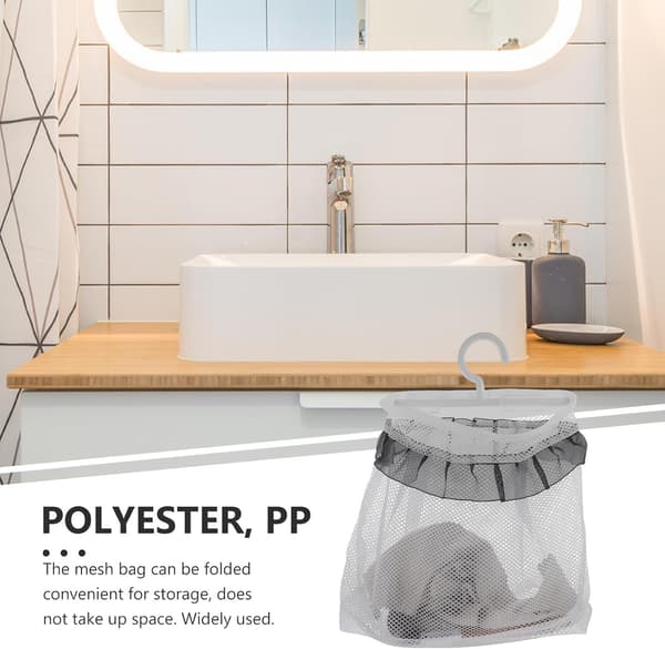Mesh vaskepose Klesklype oppbevaringspose med krok Sammenleggbar Slitasje- og bruddbestandig Polyester Pp