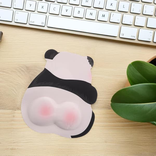 Søt rosa panda musematte med håndleddsstøtte, ergonomisk melkesilkestoff, lett design