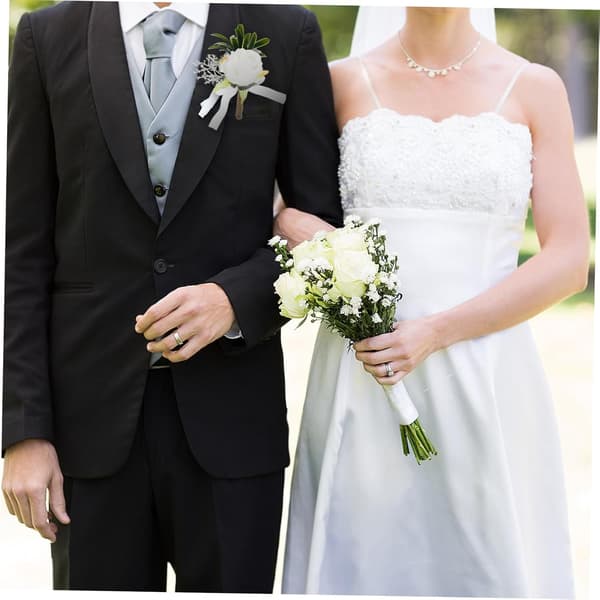 Simulert Blomsterknapphullsblomst for Bryllup Elegant Kunstig Nål