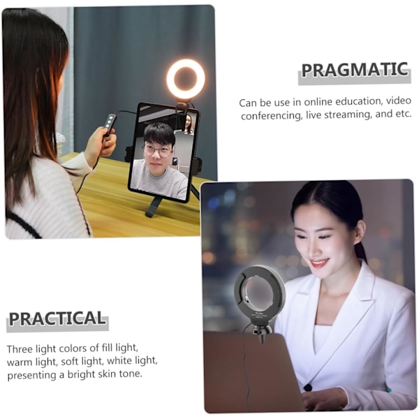 Selfie Ring Light för Webbkamera Dimbar Led Skönhetsbelysning Clip för Streaming 3 Lägen