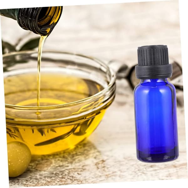 12 st 10 ml blå glasflaskor för eteriska oljor med droppare och stort lock, bärbara reseflaskor