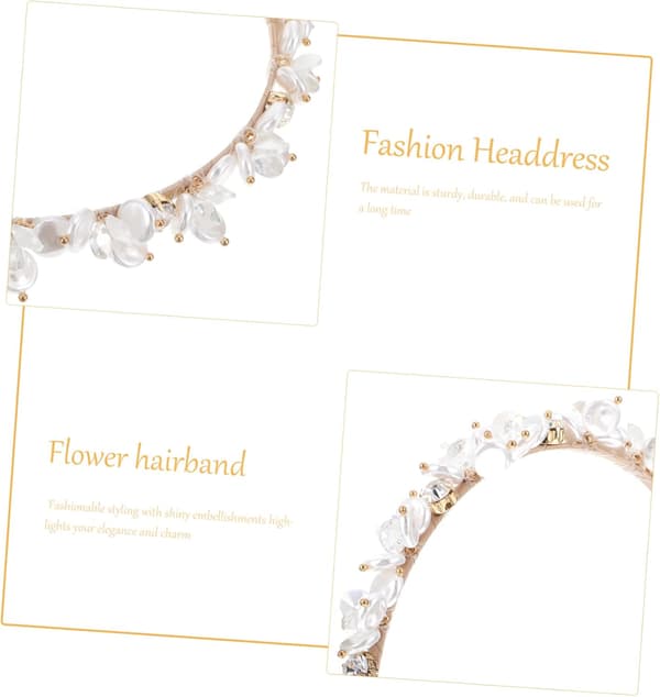 Perleblomsthodebånd for kvinner Håndlaget harpiksperler Blomsterhodebånd Elegant hårtilbehør