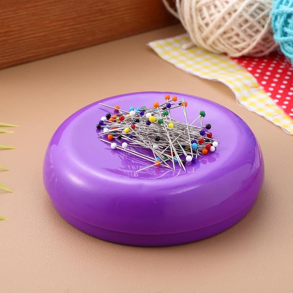 Magnetisk nålepute med 100 synåler, rund magnetisk nåleholder