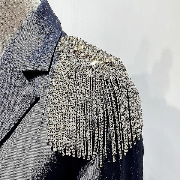 2 stk. Rhinestone Tassel Skulder Epaulet Broche Pins (guld)