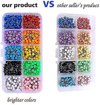 600 stk. Multifargede Push Pins Kartnåler 10 Farger