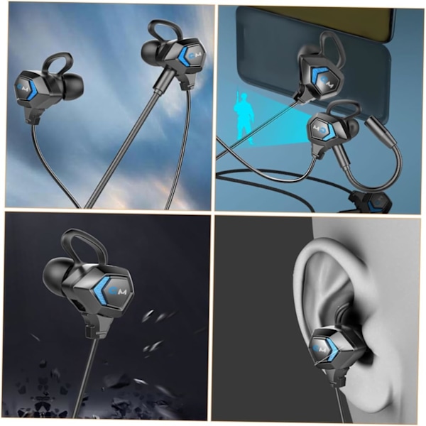Ergonomiska Arc-formade Öronvingar In-ear Trådbundna Gaming Hörlurar Mikrofon