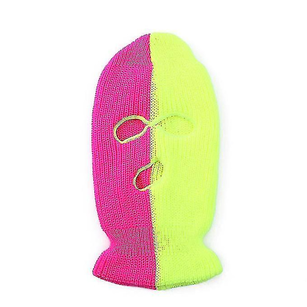 3-reikäinen täyskasvopeite talvi ulkoilma urheiluknitsattu kasvopeite pink yellow