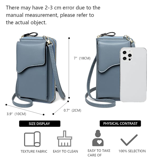 Lille Læder Skuldertaske, Crossbody Taske Mobil Tegnebog Tegnebog Damer Letvægts Crossbody Taske Blue
