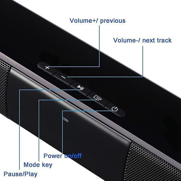 Trådløs Soundbar TV Datamaskin Bluetooth-høyttalerboks