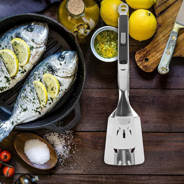Multifunktionel grilltang i rustfrit stål, sort, stilfuldt, kreativt design