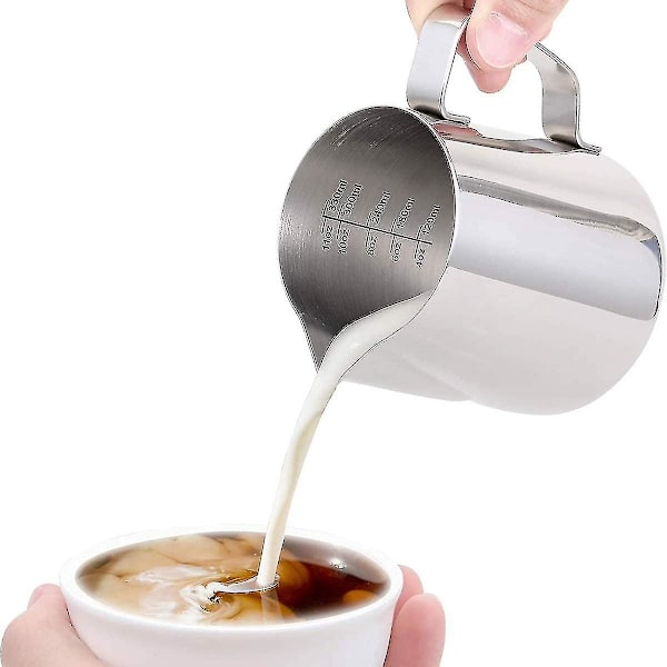 Mjölkskummare Espresso Ångkanna Rostfritt Stål Kaffe Skumkopp Med Skala