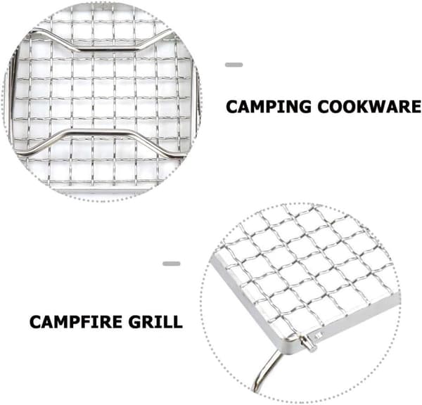 Vikbart grillgaller i rostfritt stål för camping, utomhusgrill, eldstad, bärbart picknickgrillgaller
