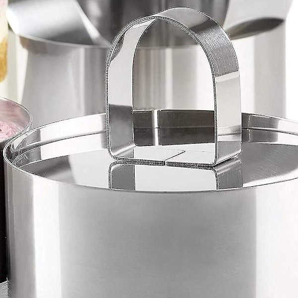 Mousse Ringar i Rostfritt Stål, Kakcirkelform med Tryckare, Smallbee 8cm Diameter, Smallbee Set om 6, Present