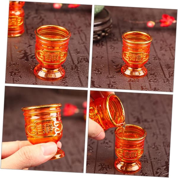 6 stk. dekorative offerkopper for tempel- og zen-rom Halvtransparente tilbedelseskopper